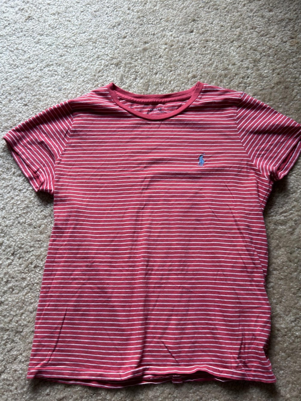 Polo by Ralph Lauren Pink & White Striped Short Sleeve Tee